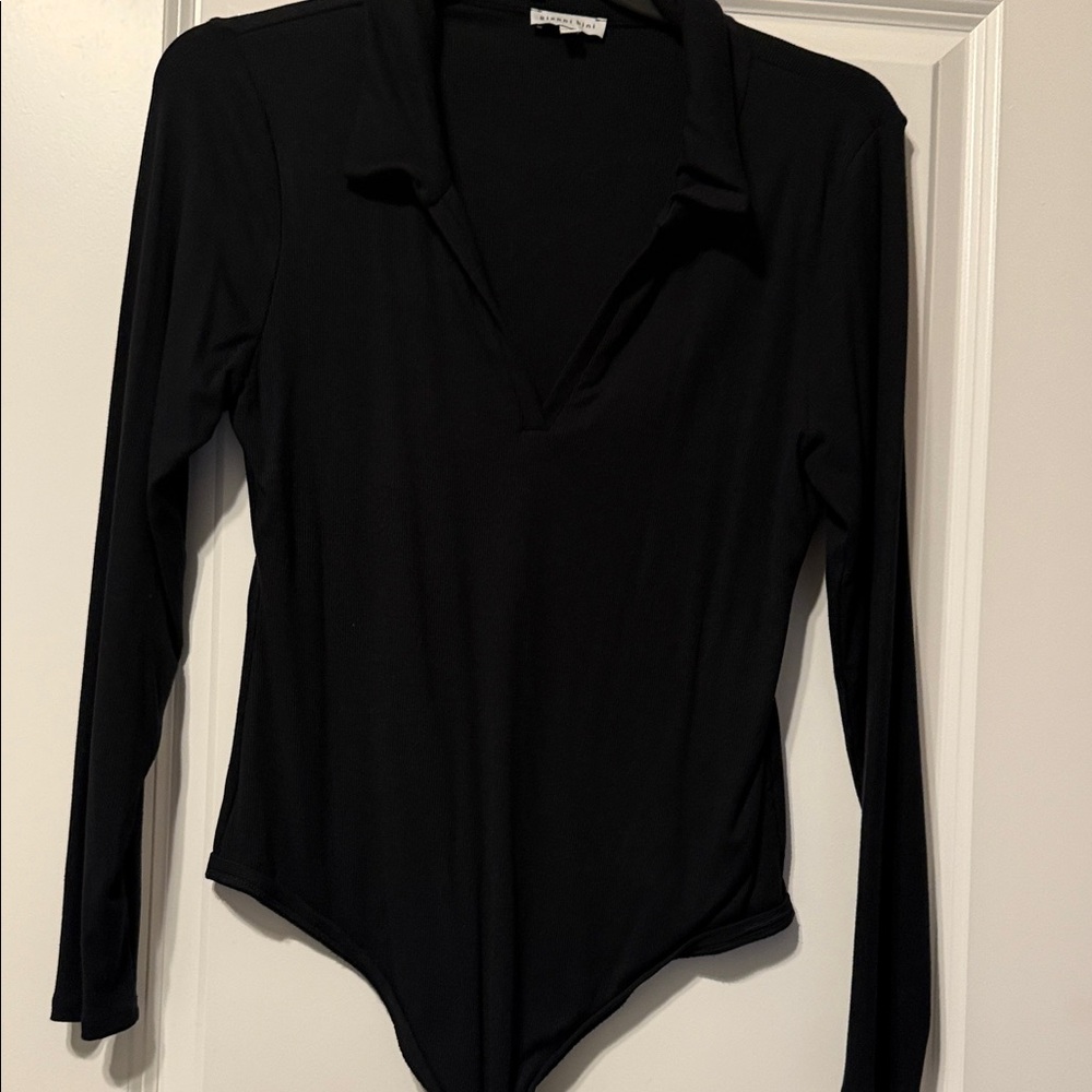 Gianni Bini Black Long Sleeve Bodysuit